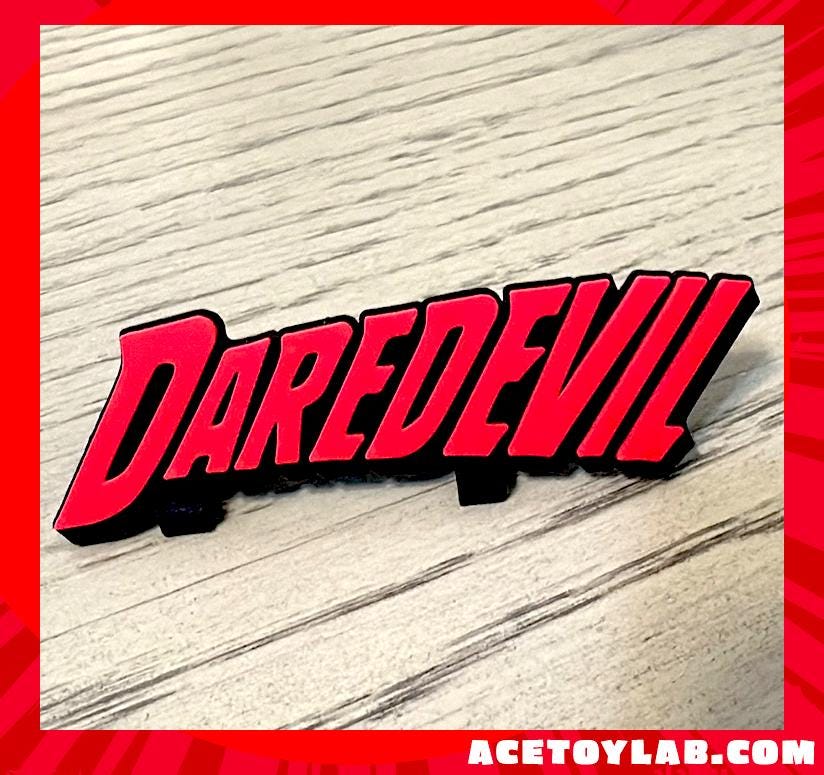 DAREDEVIL 3D Logo Display with stand. Marvel Comics, Lego, Action figures, collection display.