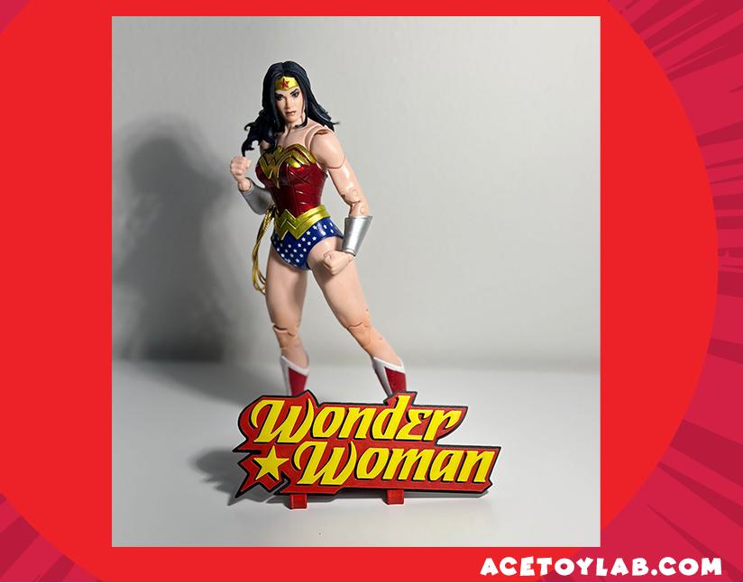 Wonder Woman 3D +Magnetic Logo Display for Marvel Legends Action Figures, LEGO, Funko, Comics, and More.