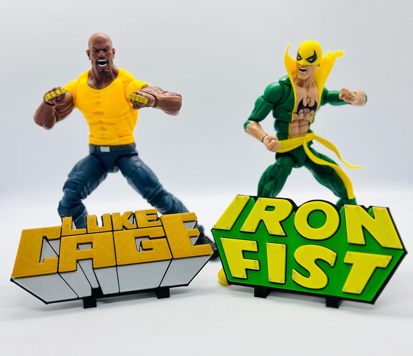 Luke Cage 3D +Magnetic Logo Display for Marvel Legends Action Figures, LEGO, Funko, Comics, and More.
