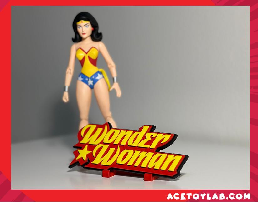 Wonder Woman 3D +Magnetic Logo Display for Marvel Legends Action Figures, LEGO, Funko, Comics, and More.
