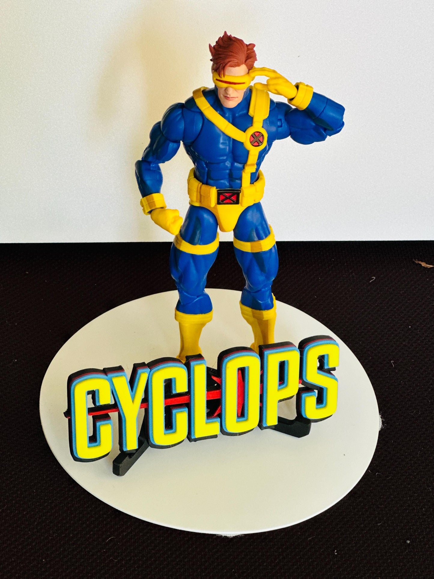 Cyclops XMEN 3D Logo Display for Marvel Legends Action Figures, LEGO, Comics, and More. +Stand