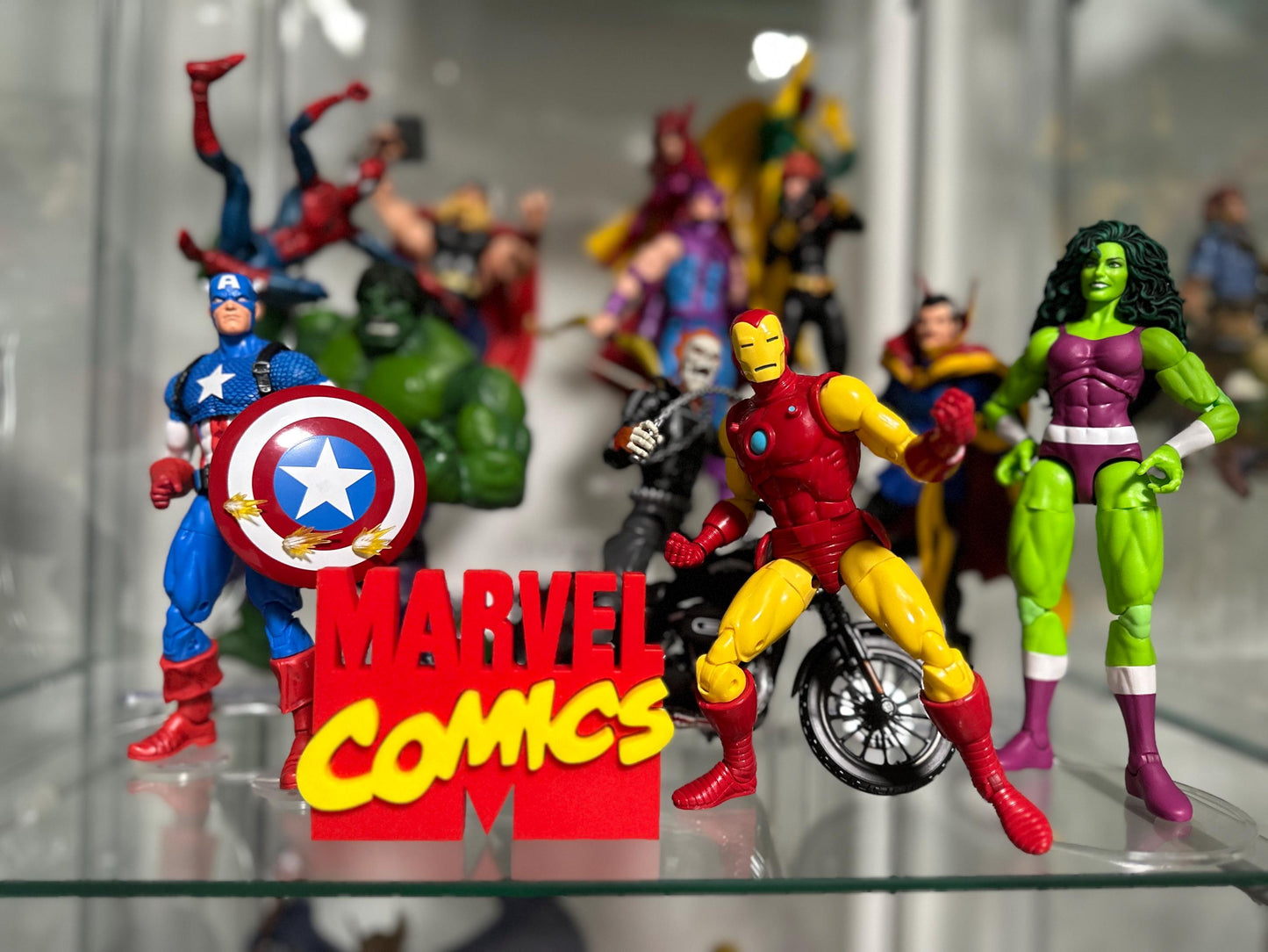 Marvel comics Logo Display sign board for Marvel Legends Action Figures, LEGO, Funko, Comics, and More.