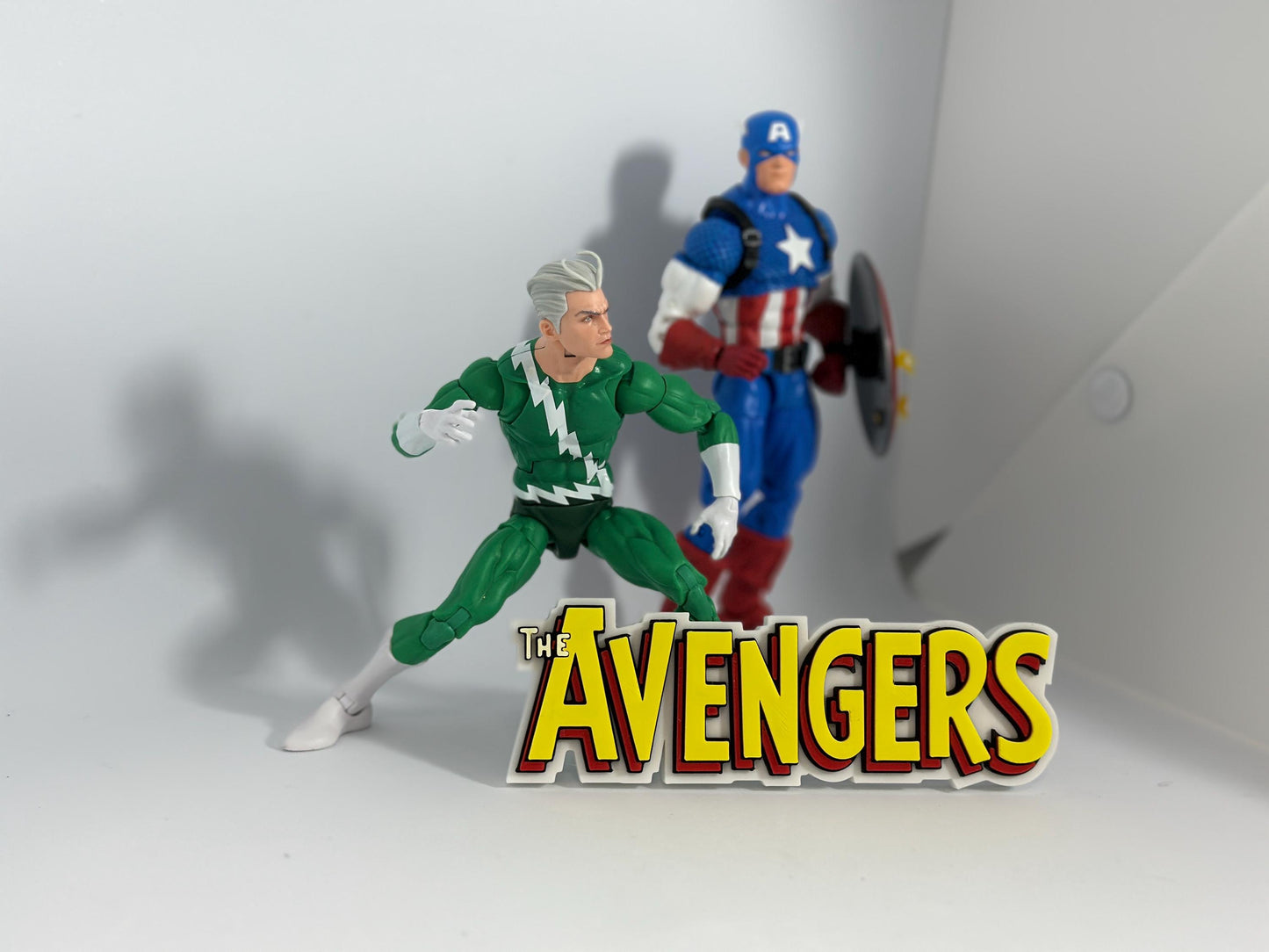 The Avengers classic Logo Display for Marvel Legends Action Figures, LEGO, Funko, Comics, and More.