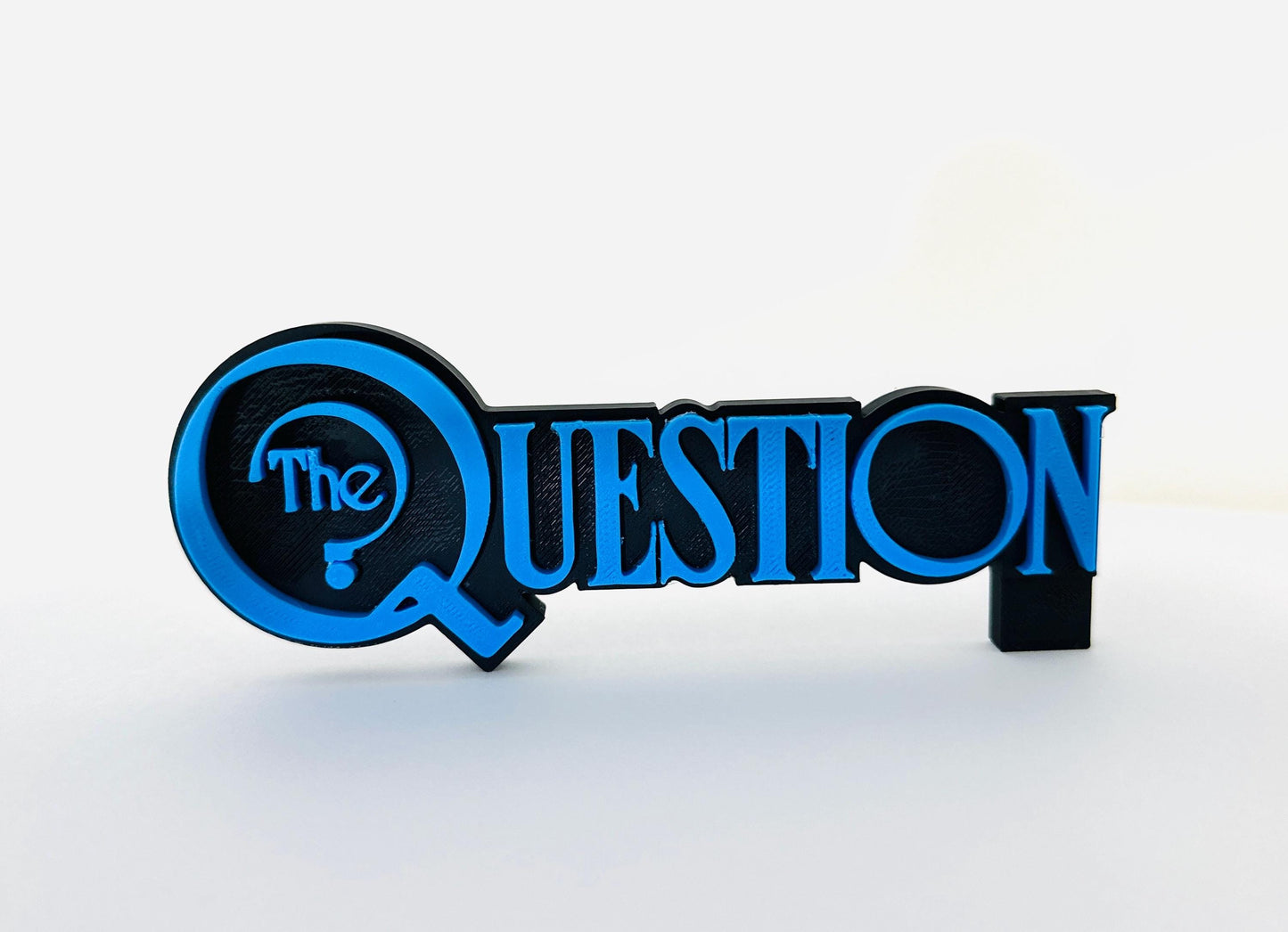 The Question 3D Logo Display for MCfARLANE TOYS Action Figures, LEGO, Comics, and More.