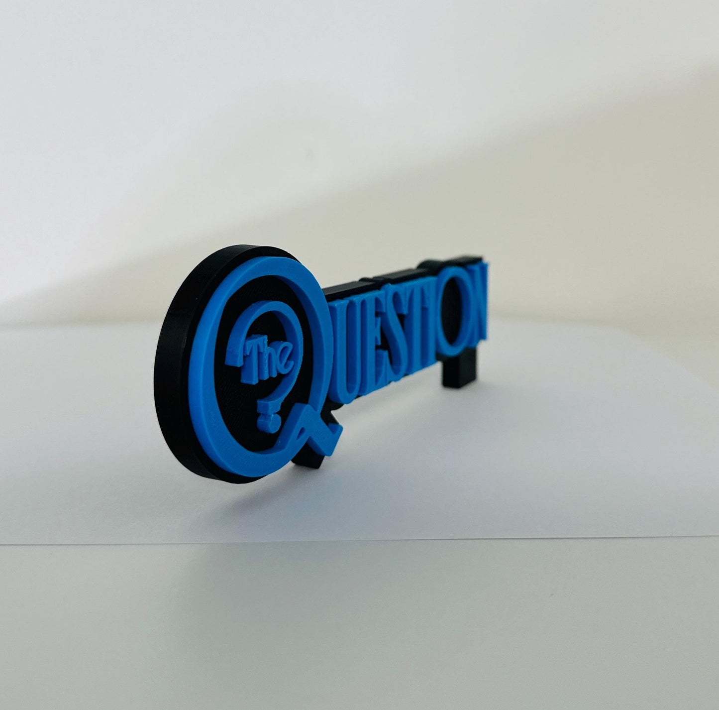 The Question 3D Logo Display for MCfARLANE TOYS Action Figures, LEGO, Comics, and More.