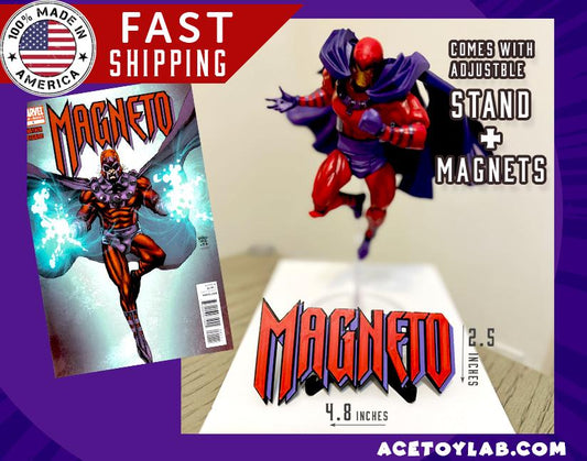 Magneto  3D +Magnetic Logo Display for Marvel Legends Action Figures, LEGO, Comics, and More.