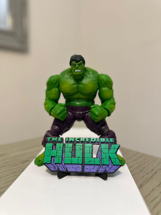Hulk 3D +Magnetic Logo Display for Marvel Legends Action Figures, LEGO, Comics, and More.