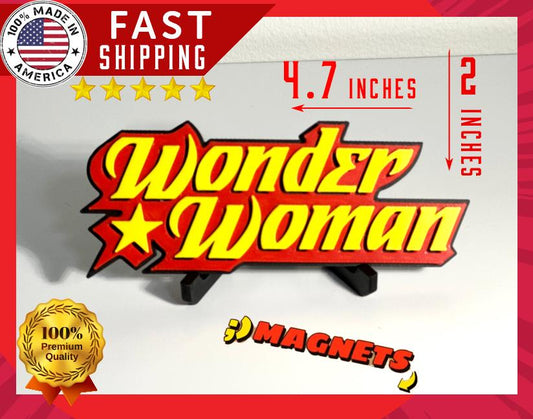 Wonder Woman  3D +Magnetic Logo Display for Marvel Legends Action Figures, LEGO, Funko, Comics, and More.