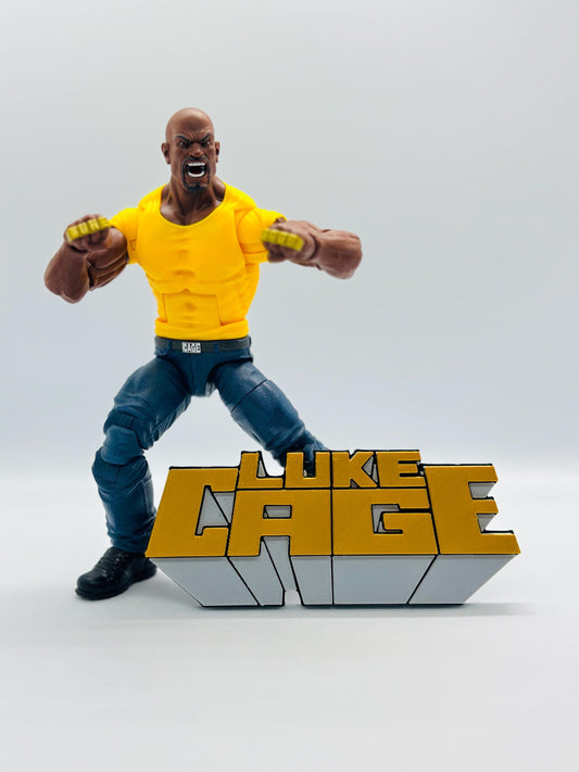 Luke Cage  3D +Magnetic Logo Display for Marvel Legends Action Figures, LEGO, Funko, Comics, and More.
