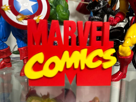 Marvel comics  Logo Display sign board for Marvel Legends Action Figures, LEGO, Funko, Comics, and More.
