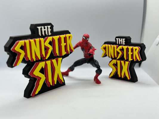 The Sinister Six -  Spider-Man’s Villains - 3D  Logo Display.