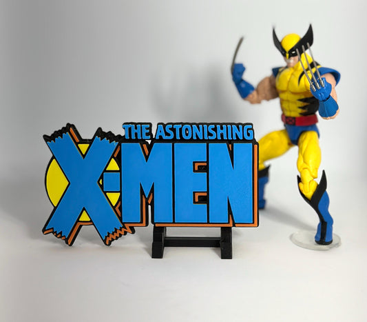 The astonishing XMEN 3D Logo Display for Marvel Legends Action Figures, LEGO, Comics, and More.