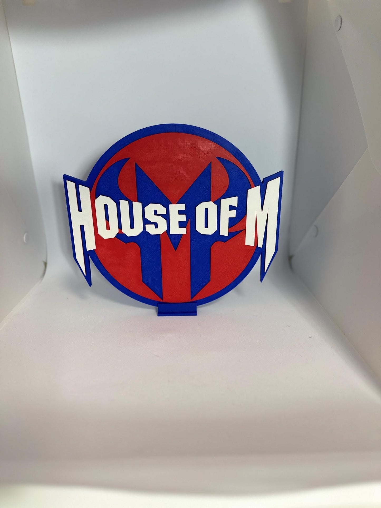 Magneto  House of M 3D Logo Display with stand for Marvel Legends Action Figures, LEGO, Comics, and More.