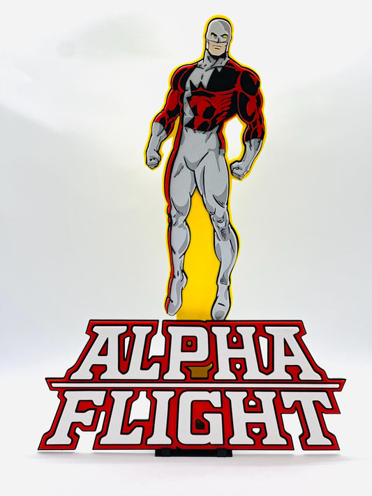 Alpha Flight 3D Artwork Character Logo Display with stand. Marvel Comics. 9.5 x 9 Inches