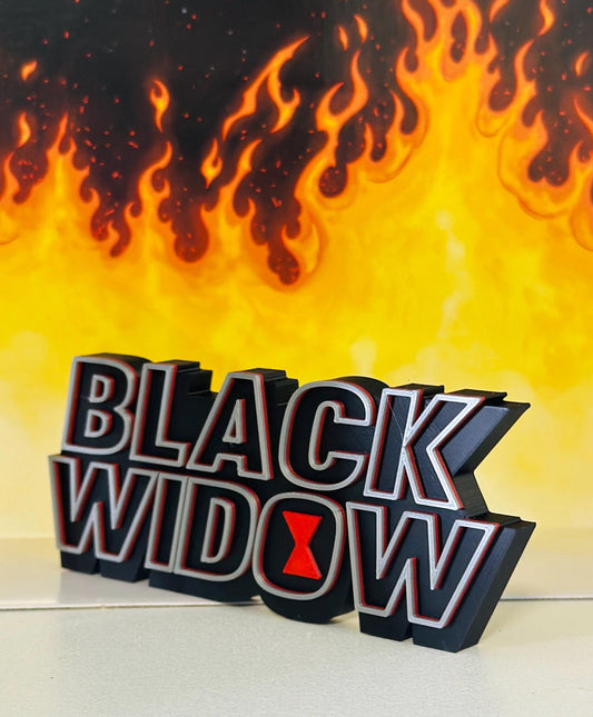 Black Widow  3D  Logo Display for Marvel Legends Action Figures, LEGO, Funko, Comics, and More.